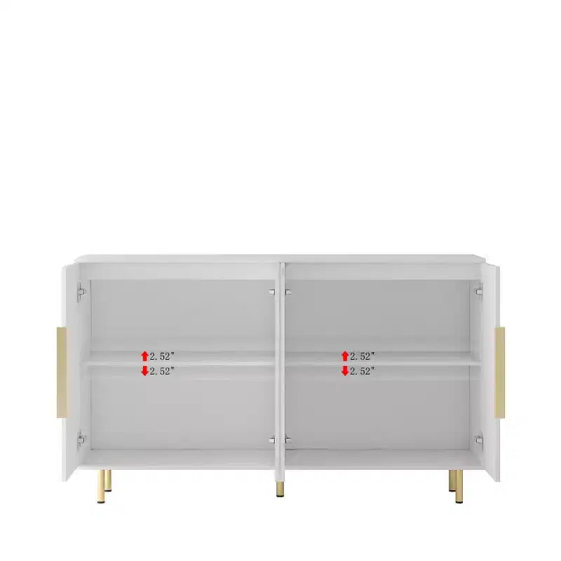 Mobile Madia Moderno Credenza con Ante Scanalate, Ripiani Regolabili, Armadietto Consolle d'Accento per Sala da Pranzo - Panipeachy