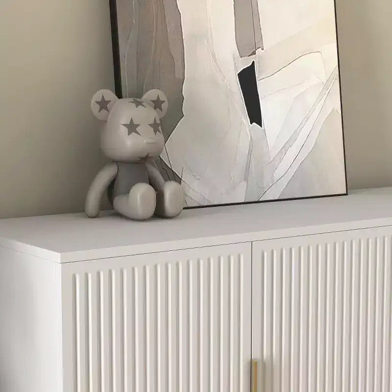 Mobile Madia Moderno Credenza con Ante Scanalate, Ripiani Regolabili, Armadietto Consolle d'Accento per Sala da Pranzo - Panipeachy