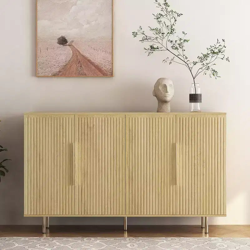 Mobile Madia Moderno Credenza con Ante Scanalate, Ripiani Regolabili, Armadietto Consolle d'Accento per Sala da Pranzo - Panipeachy