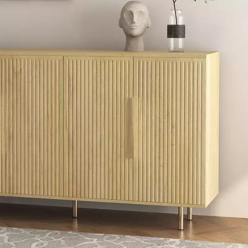 Mobile Madia Moderno Credenza con Ante Scanalate, Ripiani Regolabili, Armadietto Consolle d'Accento per Sala da Pranzo - Panipeachy