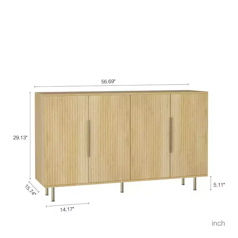 Mobile Madia Moderno Credenza con Ante Scanalate, Ripiani Regolabili, Armadietto Consolle d'Accento per Sala da Pranzo - Panipeachy