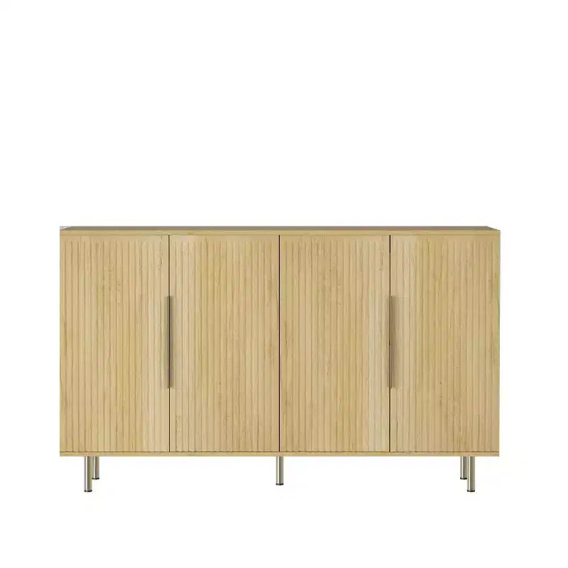 Mobile Madia Moderno Credenza con Ante Scanalate, Ripiani Regolabili, Armadietto Consolle d'Accento per Sala da Pranzo - Panipeachy