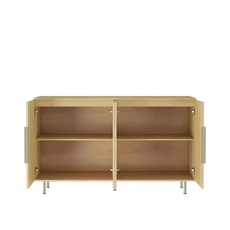Mobile Madia Moderno Credenza con Ante Scanalate, Ripiani Regolabili, Armadietto Consolle d'Accento per Sala da Pranzo - Panipeachy