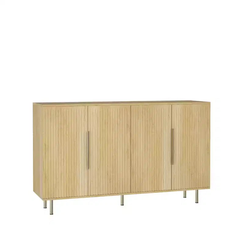 Mobile Madia Moderno Credenza con Ante Scanalate, Ripiani Regolabili, Armadietto Consolle d'Accento per Sala da Pranzo - Panipeachy