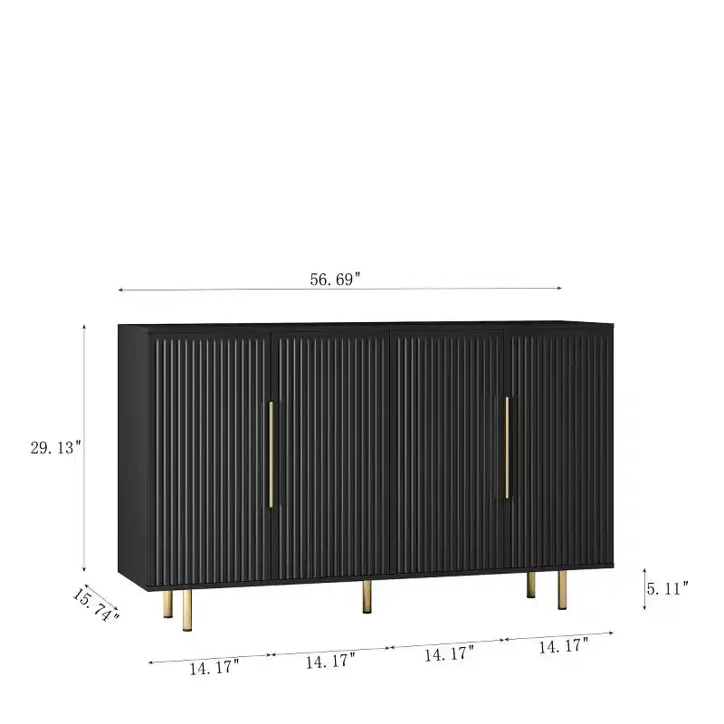 Mobile Madia Moderno Credenza con Ante Scanalate, Ripiani Regolabili, Armadietto Consolle d'Accento per Sala da Pranzo - Panipeachy