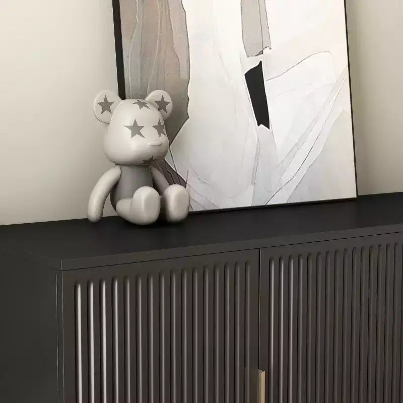 Mobile Madia Moderno Credenza con Ante Scanalate, Ripiani Regolabili, Armadietto Consolle d'Accento per Sala da Pranzo - Panipeachy