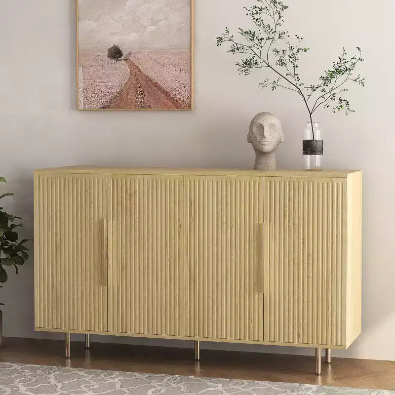 Mobile Madia Moderno Credenza con Ante Scanalate, Ripiani Regolabili, Armadietto Consolle d'Accento per Sala da Pranzo - Panipeachy