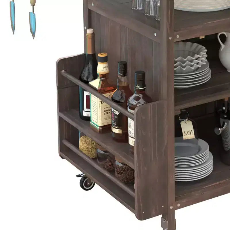Carrello Grill con Ripostiglio, Isola da Cucina per Patio Tavolo Grill Esterno con Ruote Bloccabili e Ribaltina, Carrello BBQ Stand Mobile per Forno Pizza