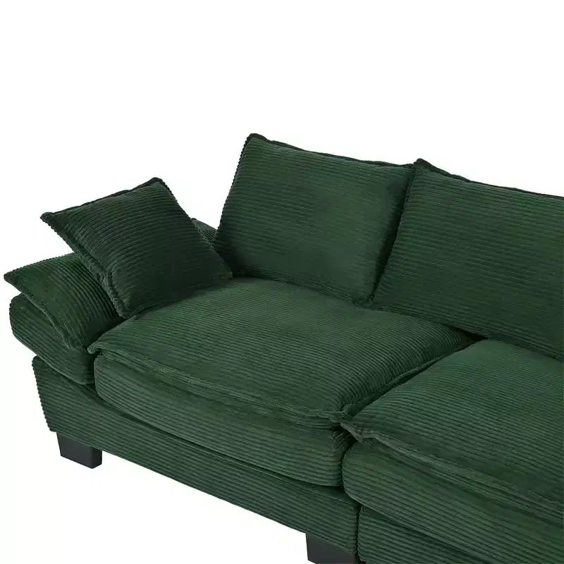Divano Moderno di Metà Secolo, Piccolo Divano Rivestito in Velluto a Coste con 2 Cuscini Decorativi, Schienale Comodo, Divano per Soggiorno Camera da Letto