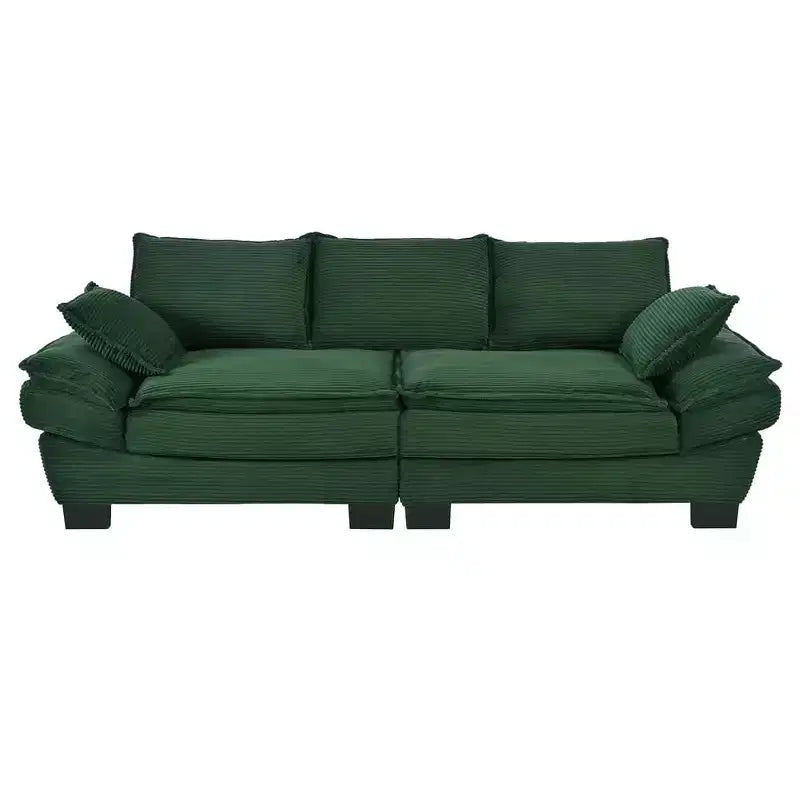 Divano Moderno di Metà Secolo, Piccolo Divano Rivestito in Velluto a Coste con 2 Cuscini Decorativi, Schienale Comodo, Divano per Soggiorno Camera da Letto