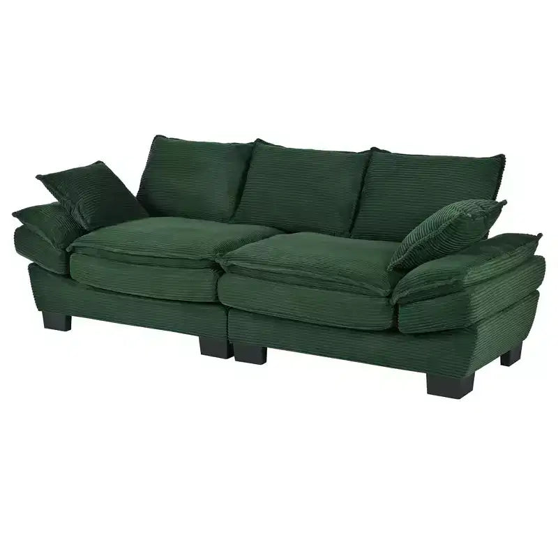 Divano Moderno di Metà Secolo, Piccolo Divano Rivestito in Velluto a Coste con 2 Cuscini Decorativi, Schienale Comodo, Divano per Soggiorno Camera da Letto