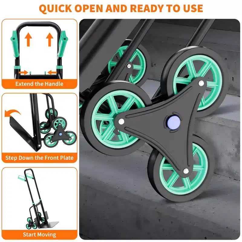 Carrello per trasporto su scala, carrello manuale versatile per arrampicata su scala resistente da 200 kg per il trasloco di mobili/scatole in casa/ufficio/magazzino