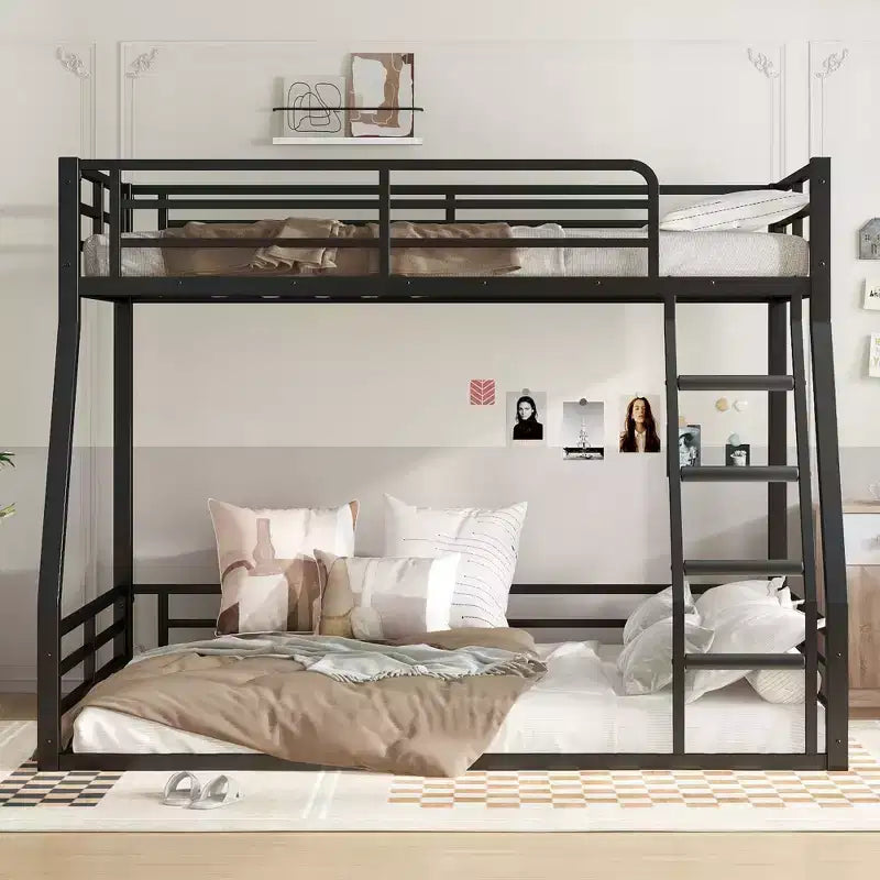 Telaio letto a castello in metallo, resistente, silenzioso, capacità 226 kg per bambini, adolescenti e adulti, nero - ModernLuxe