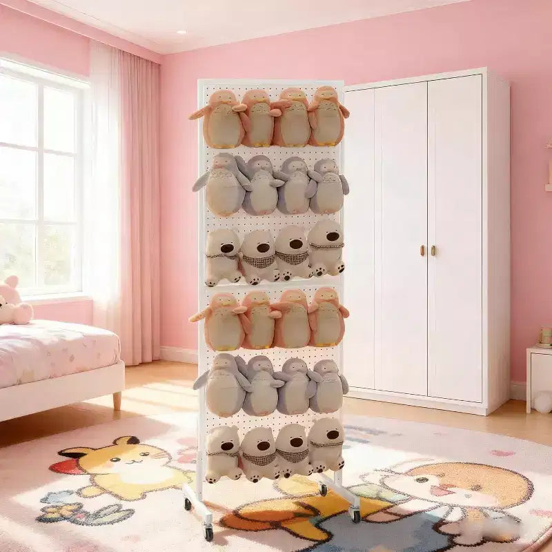 Espositore da Terra in Metallo con Pannello Forato Resistente, Organizer 60x150cm con Base a T Regolabile, Ruote e 10 Ganci per Negozi, Mercati, Garage