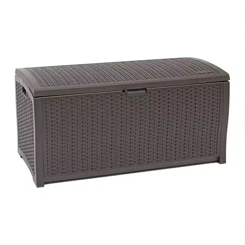 COZONY Baule portaoggetti da esterno in vimini da 375 litri, orizzontale resistente all'acqua con coperchio a cerniera per patio, terrazza, cortile, garage