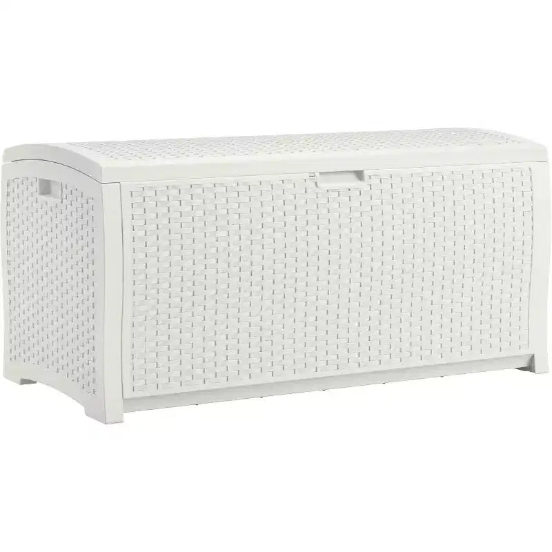 COZONY Baule portaoggetti da esterno in vimini da 375 litri, orizzontale resistente all'acqua con coperchio a cerniera per patio, terrazza, cortile, garage