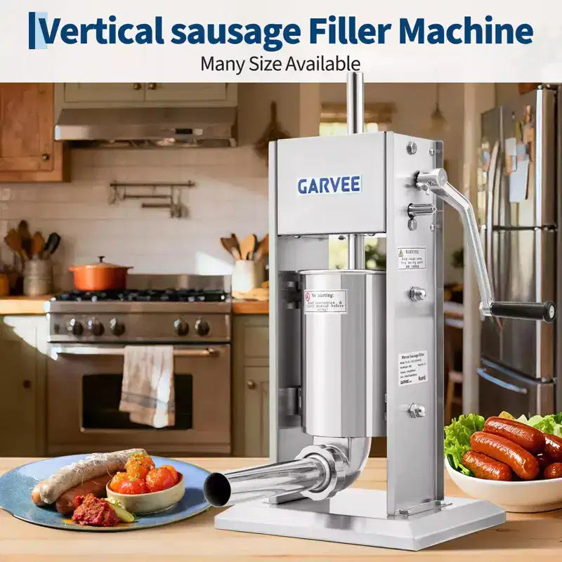 Insaccatrice per Salsicce - Insaccatrice Manuale in Acciaio Inox 304 con Ingranaggio a 2 Velocità e Regolazione della Coppia - Include 5 Imbuti e Kit di Pulizia