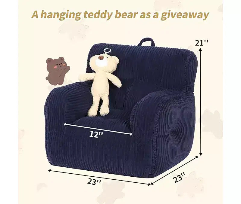 Poltrona a sacco per bambini in velluto a coste 23x23x21 pollici 280GSM Imbottitura in spugna felpata in poliestere Divano da pavimento per bambini e bambine Angolo lettura