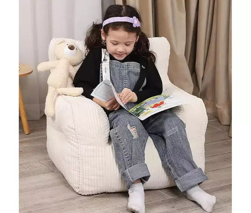 Poltrona a sacco per bambini in velluto a coste 23x23x21 pollici 280GSM Imbottitura in spugna felpata in poliestere Divano da pavimento per bambini e bambine Angolo lettura