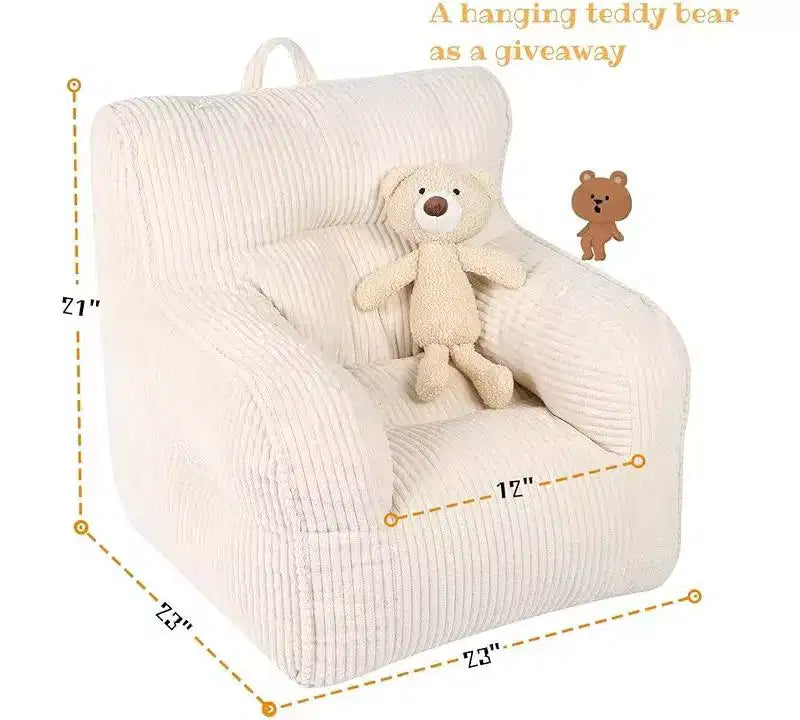 Poltrona a sacco per bambini in velluto a coste 23x23x21 pollici 280GSM Imbottitura in spugna felpata in poliestere Divano da pavimento per bambini e bambine Angolo lettura