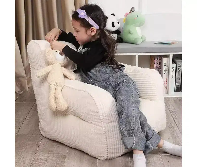 Poltrona a sacco per bambini in velluto a coste 23x23x21 pollici 280GSM Imbottitura in spugna felpata in poliestere Divano da pavimento per bambini e bambine Angolo lettura