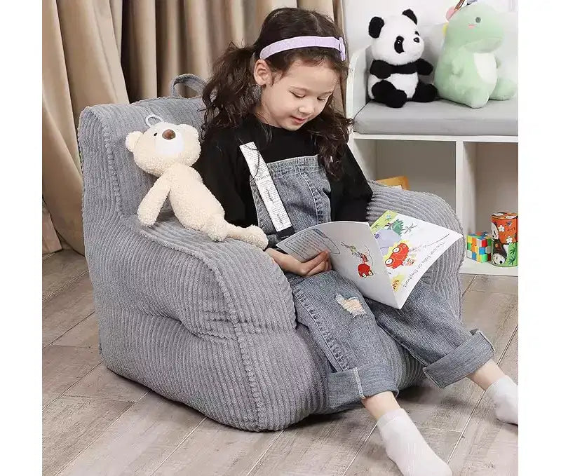 Poltrona a sacco per bambini in velluto a coste 23x23x21 pollici 280GSM Imbottitura in spugna felpata in poliestere Divano da pavimento per bambini e bambine Angolo lettura