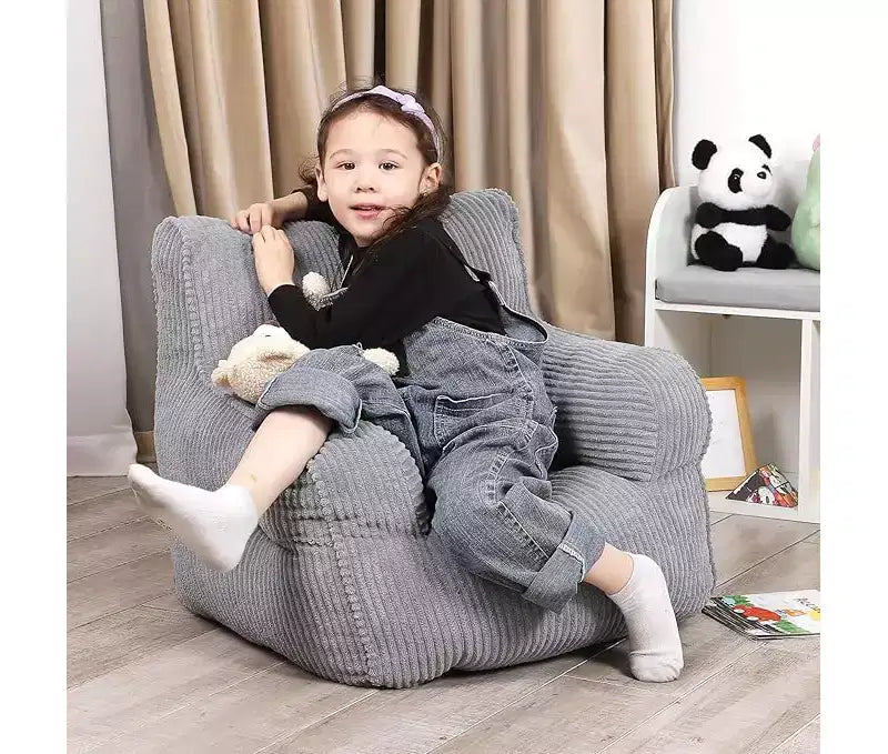 Poltrona a sacco per bambini in velluto a coste 23x23x21 pollici 280GSM Imbottitura in spugna felpata in poliestere Divano da pavimento per bambini e bambine Angolo lettura