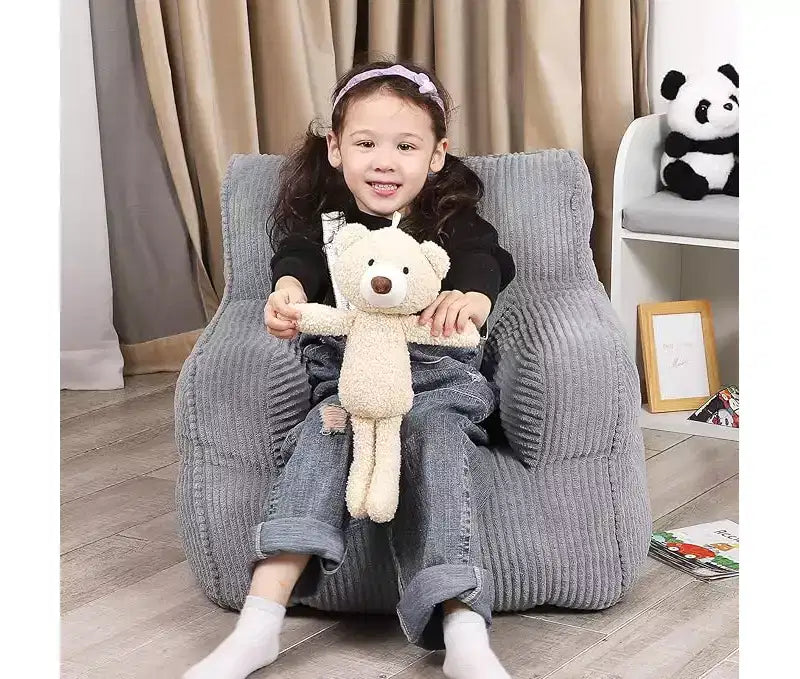 Poltrona a sacco per bambini in velluto a coste 23x23x21 pollici 280GSM Imbottitura in spugna felpata in poliestere Divano da pavimento per bambini e bambine Angolo lettura