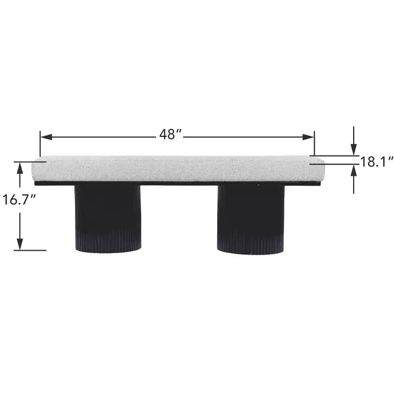 Panca accentata in tessuto bouclé TUYOHW 48 con gambe spesse, panca ottomana contemporanea da fine letto, panca da tavolino, capacità 260 libbre