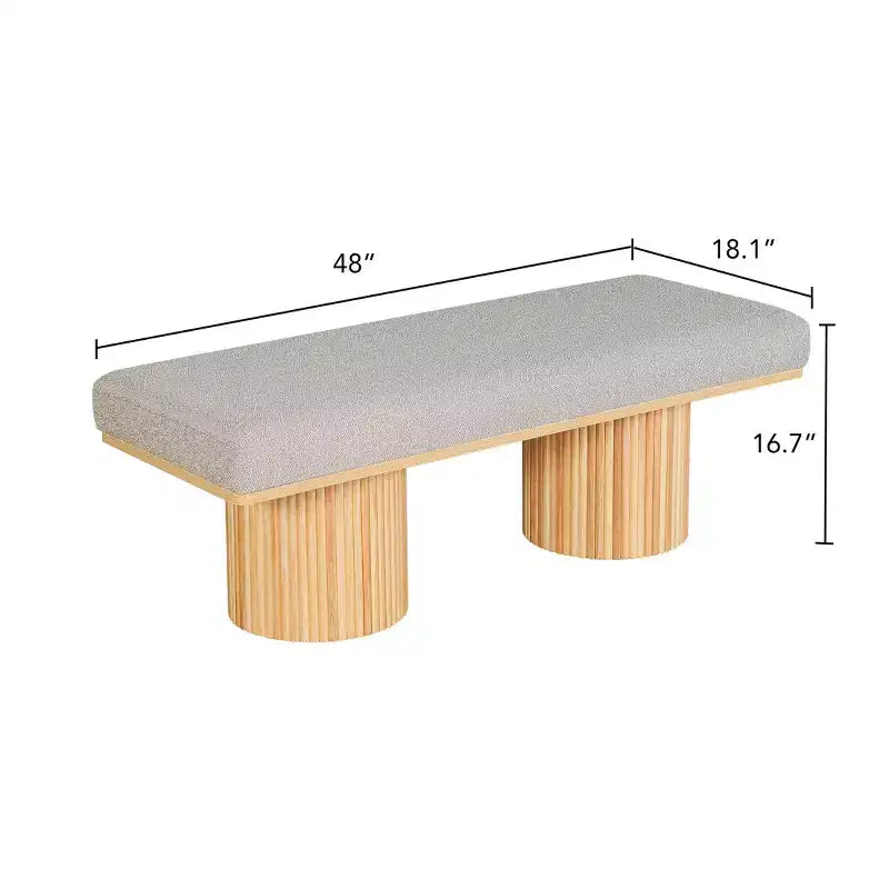 Panca accentata in tessuto bouclé TUYOHW 48 con gambe spesse, panca ottomana contemporanea da fine letto, panca da tavolino, capacità 260 libbre