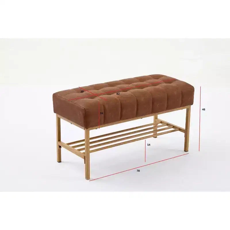 TUYOHW Panca scarpiera morbida Teddy da 32 pollici con ripiano, panca ottomana moderna a fine letto, panca da ingresso con contenitore e gambe in metallo, capacità di 300 libbre