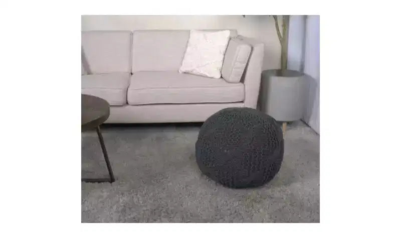TUYOHW Pouf Rotondo in Cotone Lavorato a Maglia, Poggiapiedi Ottomano 20W x 13H per Soggiorno, Pouf d'Accento con Capacità di 90 kg, Decorazione Domestica