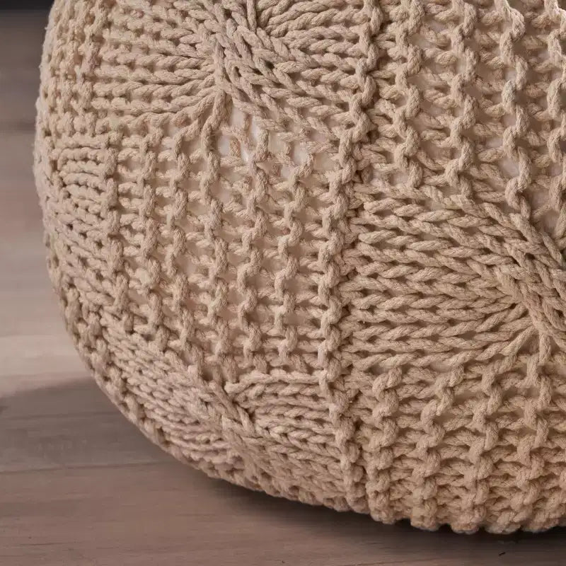 TUYOHW Pouf Rotondo in Cotone Lavorato a Maglia, Poggiapiedi Ottomano 20W x 13H per Soggiorno, Pouf d'Accento con Capacità di 90 kg, Decorazione Domestica