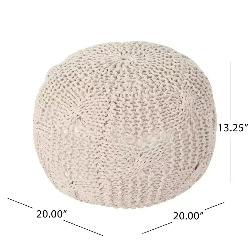 TUYOHW Pouf Rotondo in Cotone Lavorato a Maglia, Poggiapiedi Ottomano 20W x 13H per Soggiorno, Pouf d'Accento con Capacità di 90 kg, Decorazione Domestica