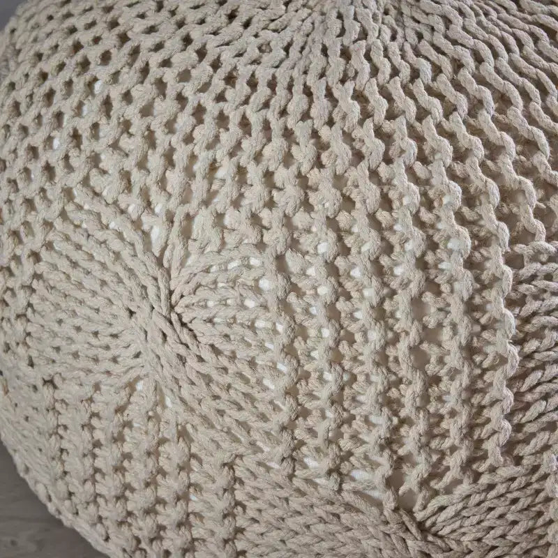 TUYOHW Pouf Rotondo in Cotone Lavorato a Maglia, Poggiapiedi Ottomano 20W x 13H per Soggiorno, Pouf d'Accento con Capacità di 90 kg, Decorazione Domestica