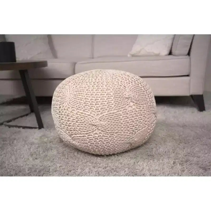 TUYOHW Pouf Rotondo in Cotone Lavorato a Maglia, Poggiapiedi Ottomano 20W x 13H per Soggiorno, Pouf d'Accento con Capacità di 90 kg, Decorazione Domestica