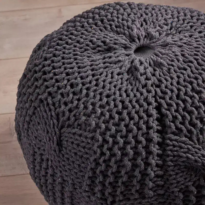 TUYOHW Pouf Rotondo in Cotone Lavorato a Maglia, Poggiapiedi Ottomano 20W x 13H per Soggiorno, Pouf d'Accento con Capacità di 90 kg, Decorazione Domestica