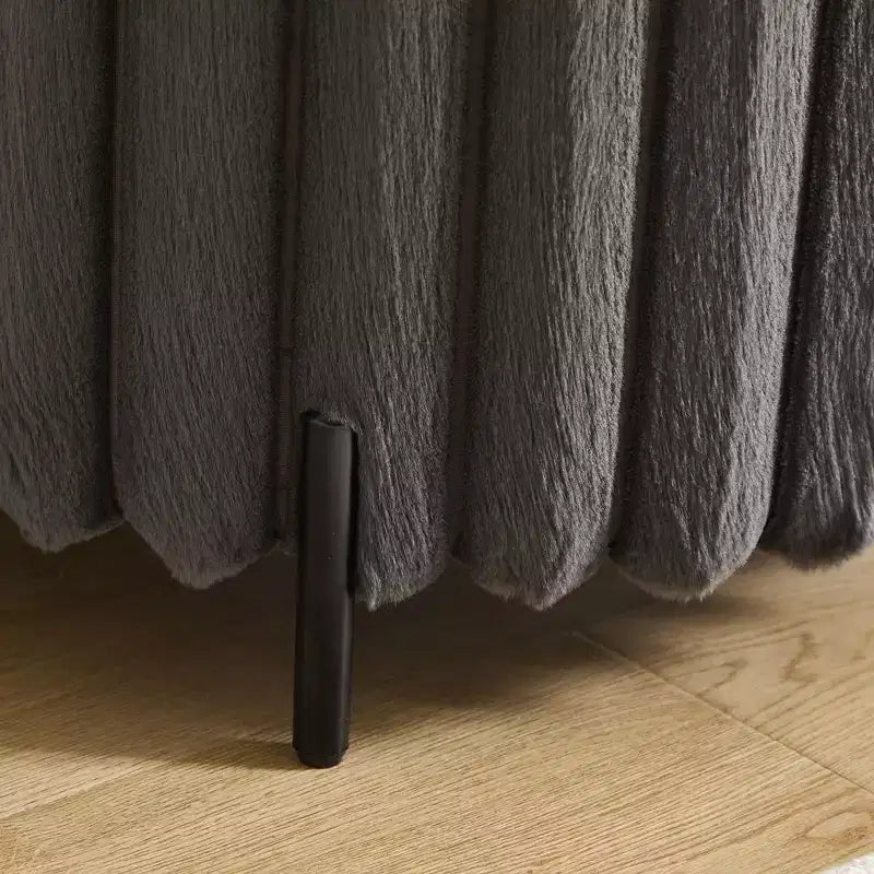 TUYOHW 19H Pouf Ottomano Morbido con Gambe in Metallo, Poggiapiedi Ottomano in Pelliccia Sintetica per Soggiorno, Sgabello Accent Tondo Ampio, Capacità 125 kg