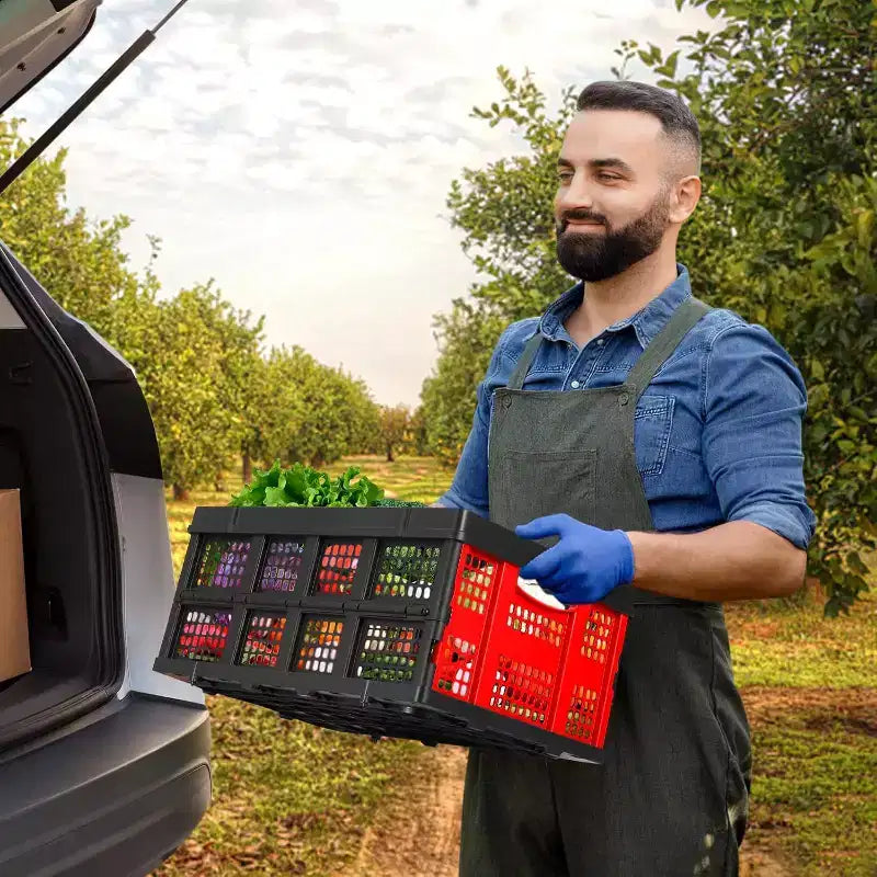 Acekool 55L Cassetta per il Latte Pieghevole, Cesto Contenitore Impilabile con Manici per Casa, Garage, Campeggio