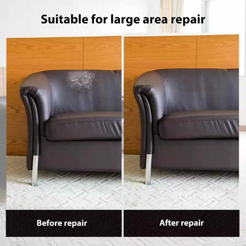 AMMER Toppe per riparazione in pelle, Nastro autoadesivo antigraffio per riparazione in pelle 8.5 x 175 cm, Nero