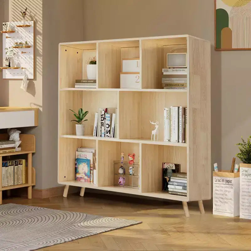 Mobiletto portaoggetti a 8 scomparti in legno di pino, 44L x 44H con ripiani fissi per libri/giocattoli/arredamento casa, libreria moderna in legno