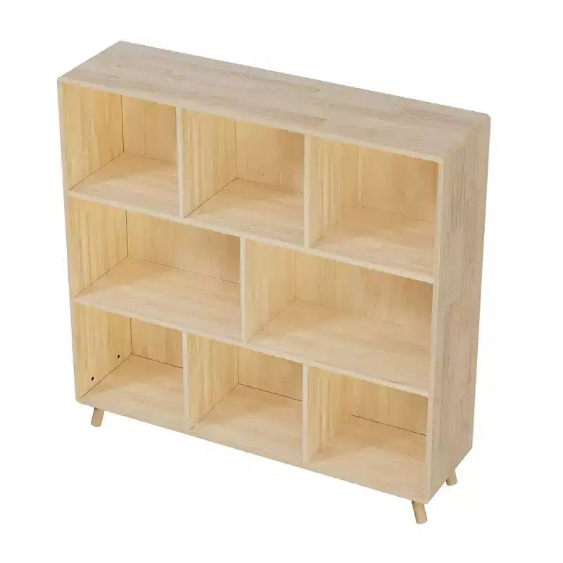 Mobiletto portaoggetti a 8 scomparti in legno di pino, 44L x 44H con ripiani fissi per libri/giocattoli/arredamento casa, libreria moderna in legno