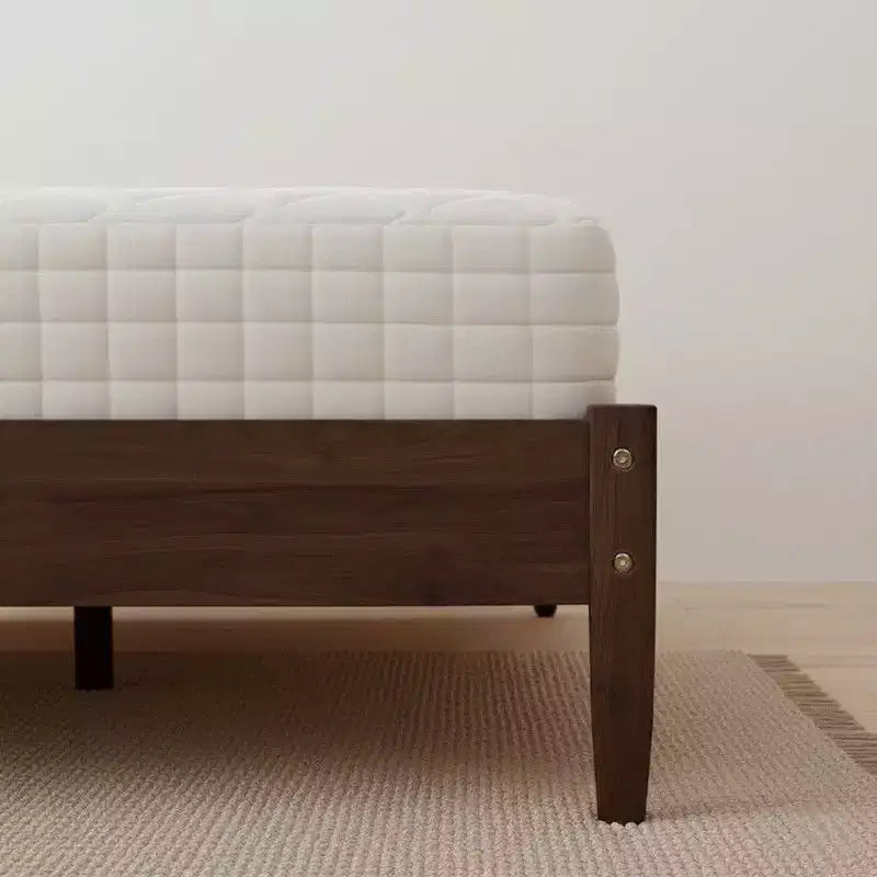 Karl Home Struttura letto matrimoniale in legno massello con testiera in rattan