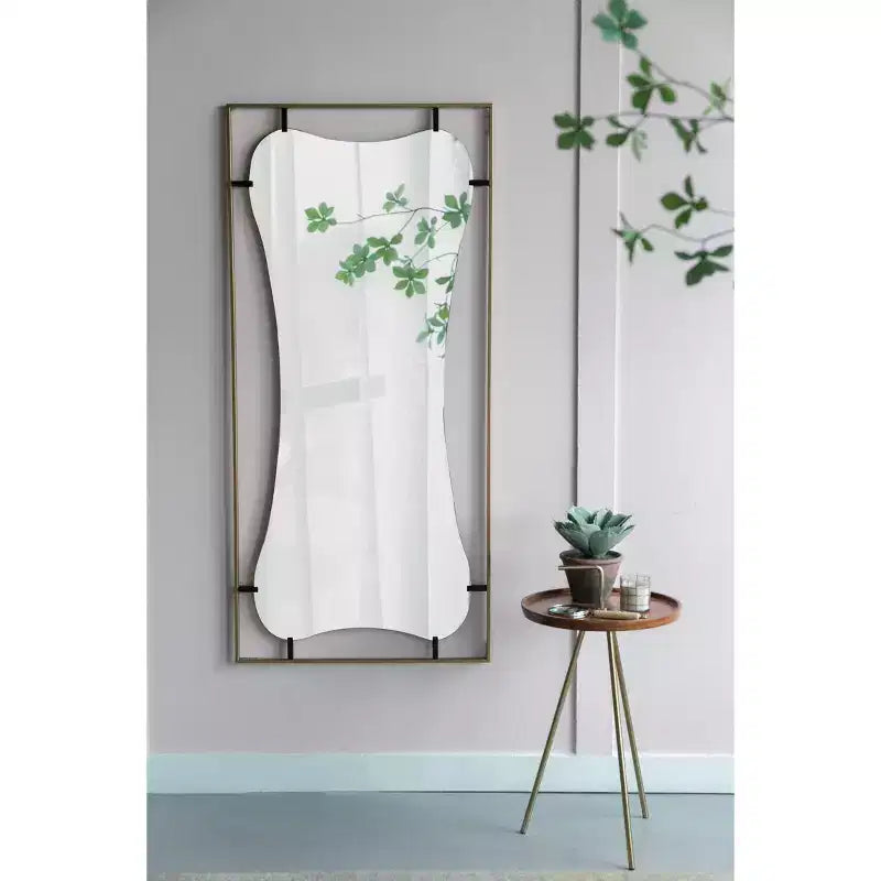 TUYOHW Modern Decorative Wall Poppy Mirror with Gold Metal Frame,Wall Decor Novelty Mirror for Bedroom,Living Room