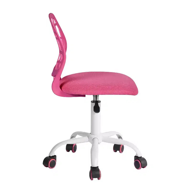HomeRoots Sedia da ufficio girevole e regolabile in altezza rosa e bianca