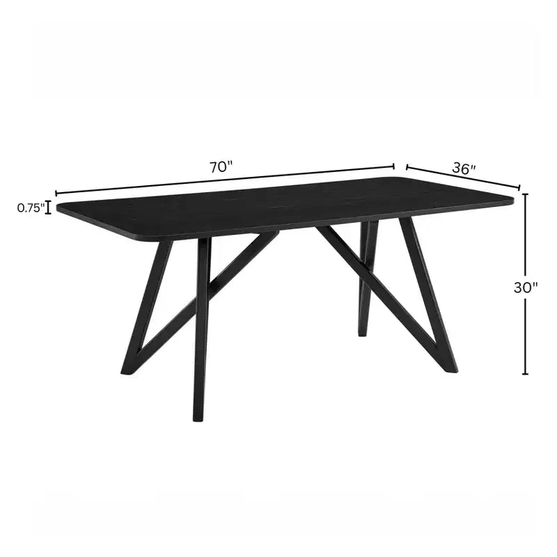 Tavolo da pranzo Roundhill Furniture Axler, lunghezza 70 pollici, gambe a treppiede incrociate