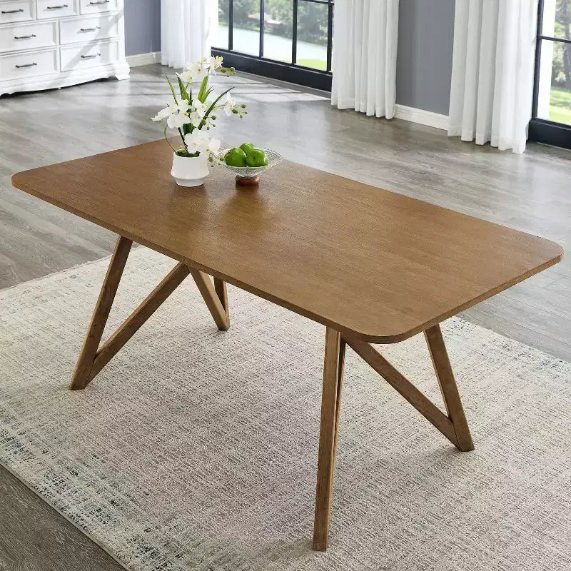 Tavolo da pranzo Roundhill Furniture Axler, lunghezza 70 pollici, gambe a treppiede incrociate