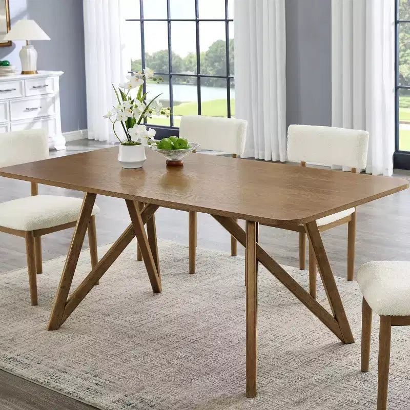 Tavolo da pranzo Roundhill Furniture Axler, lunghezza 70 pollici, gambe a treppiede incrociate