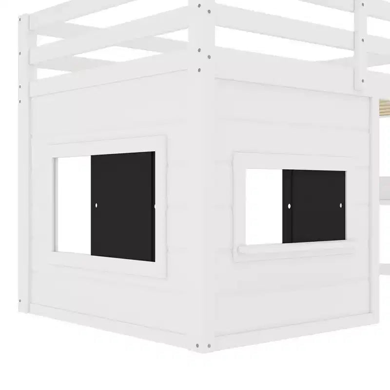 Bellemave Letto a soppalco con libreria integrata e sponde di sicurezza di alta qualità, Struttura letto a soppalco in legno massello con lavagna scorrevole giocosa