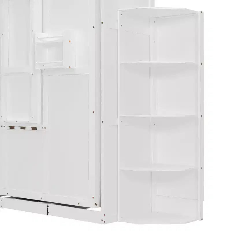 Luxystar Letto a scomparsa moderno ruotabile con scrivania pieghevole e doppie mensole laterali a 3 ripiani, Queen size